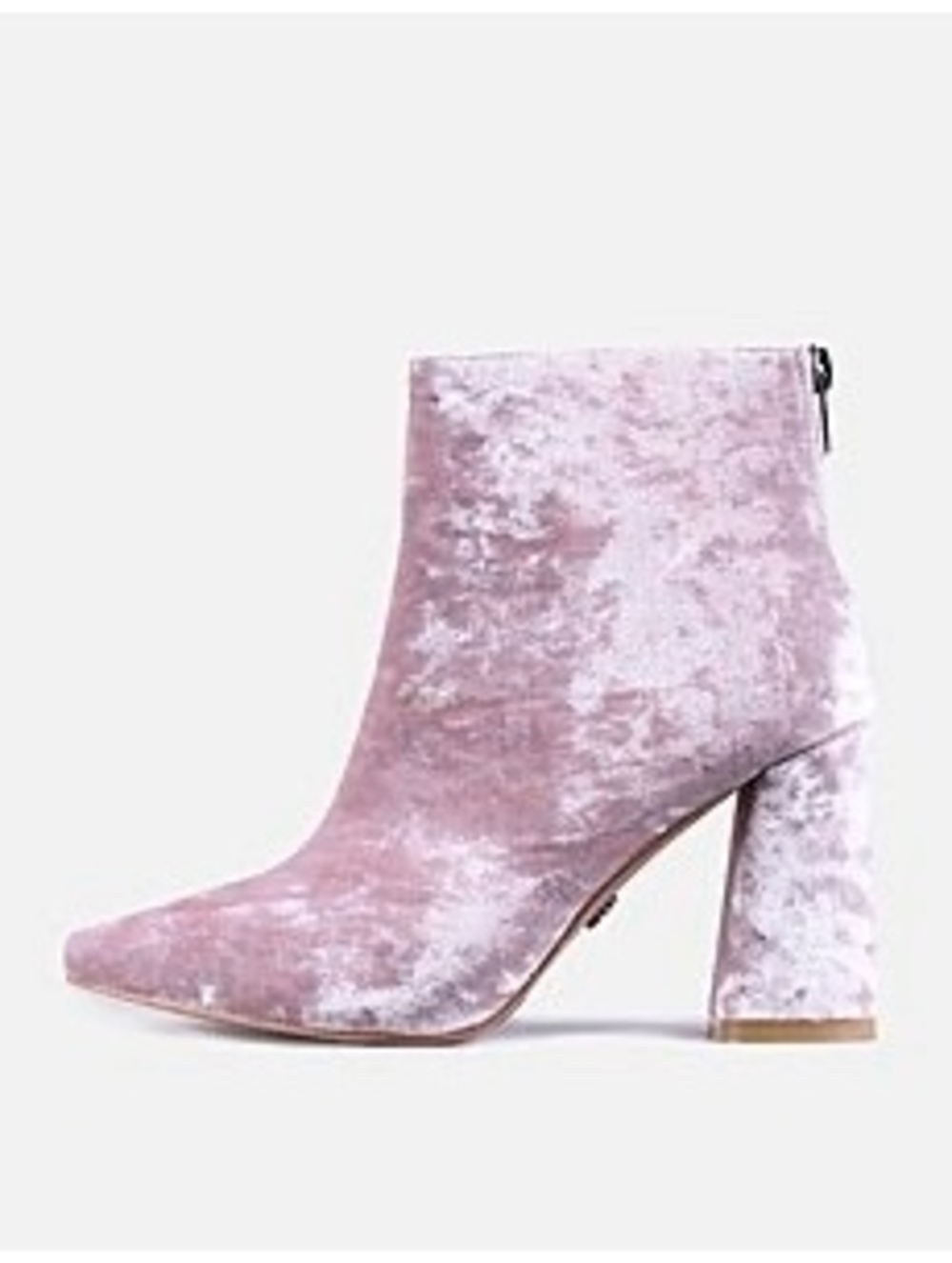 Blush Crushed Velvet Block Heel Boots